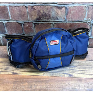 Coleman Hydrotech Blue Waist Pack Zip Close 2 Bottle Holders Adjustable Hike Run
